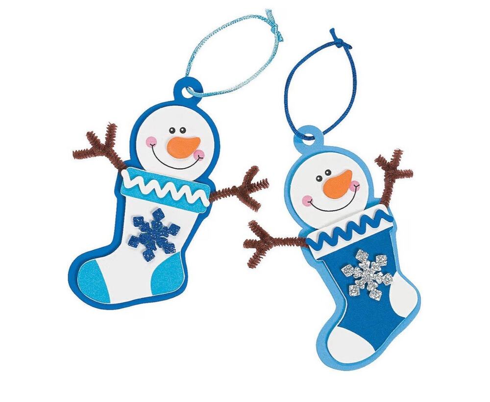 Winter Snowman Stocking Foam Ornament Craft Kit 12 Included With Instructions
